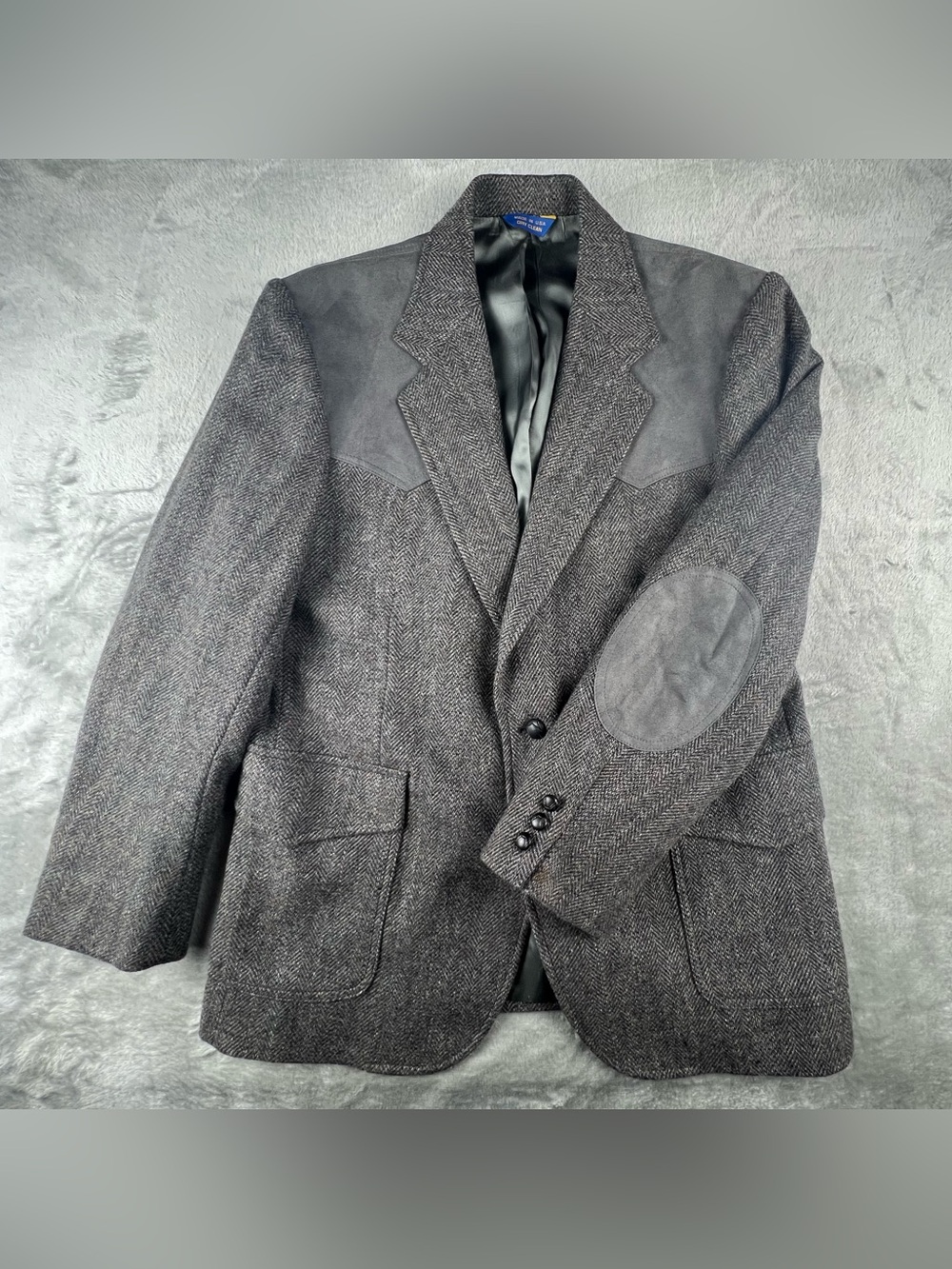 Vintage Pendleton Wool Blazer Sport Coat Mens 44 Gray Tweed Western Elbow Patch